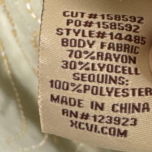 XCVI Seraphina Button Up Blouse Sand Lime Sequins Size S NWT Fall Style Elevated - Picture 10 of 12